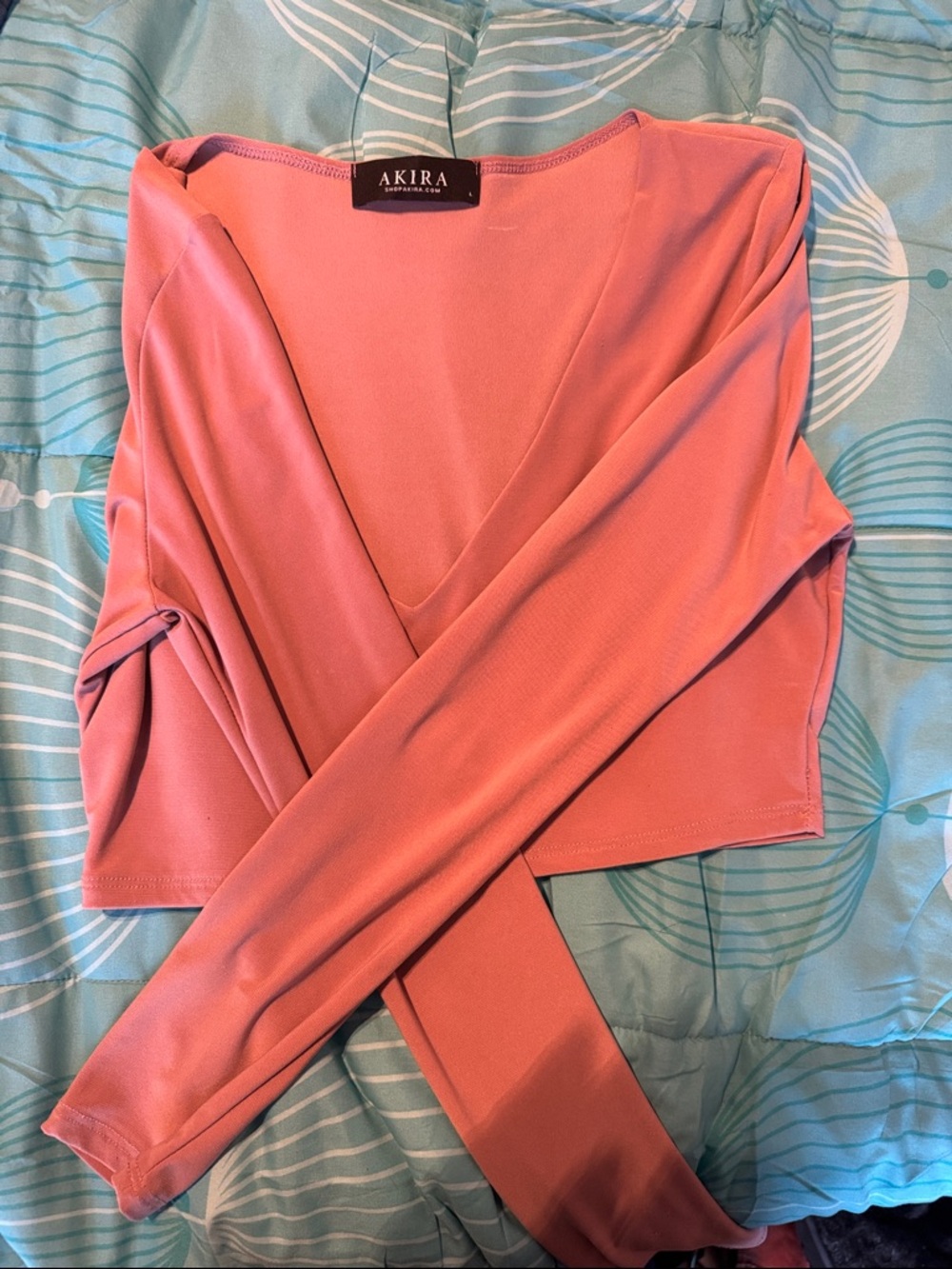 AKIRA Rose Pink Wrap-Style Crop Top